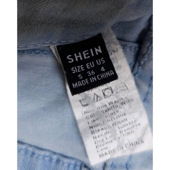 Shein Teens SZ 4 High Rise Flare Leg Light Wash Floral Stretch Jeans 26/28X33 - Picture 11 of 13